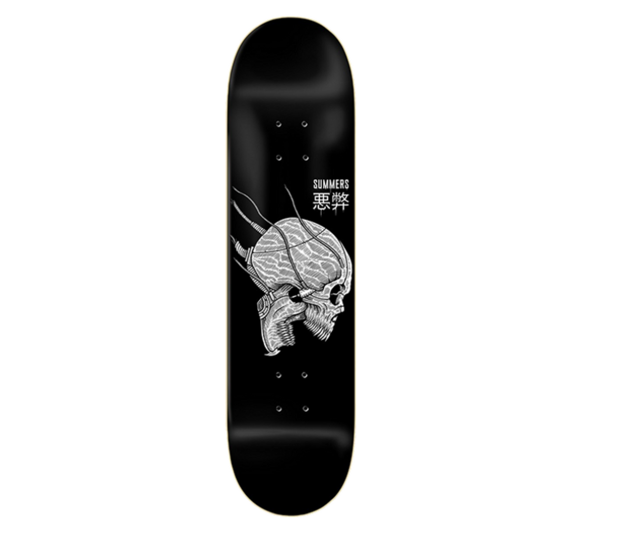 Zero Summer Cyber Skull Skate Deck Black White 8.25